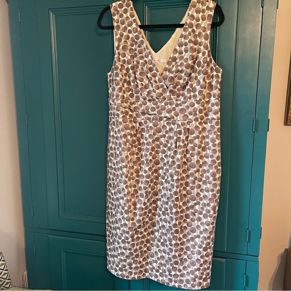 Boden dress gray polka dots cotton & lined sz 14